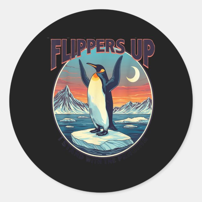 Adesivo Pás Para Cima Eu Fico Com Pinguins Engraçados (Frente)