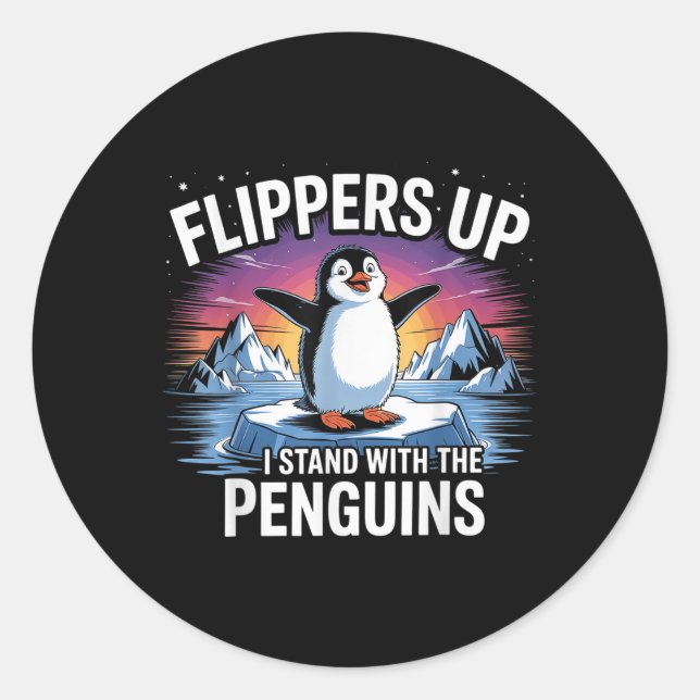 Adesivo Pás Para Cima Eu Fico Com Pinguins Engraçados (Frente)