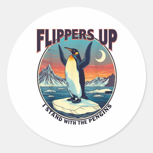 Adesivo Pás Para Cima Eu Fico Com Pinguins Engraçados (Frente)