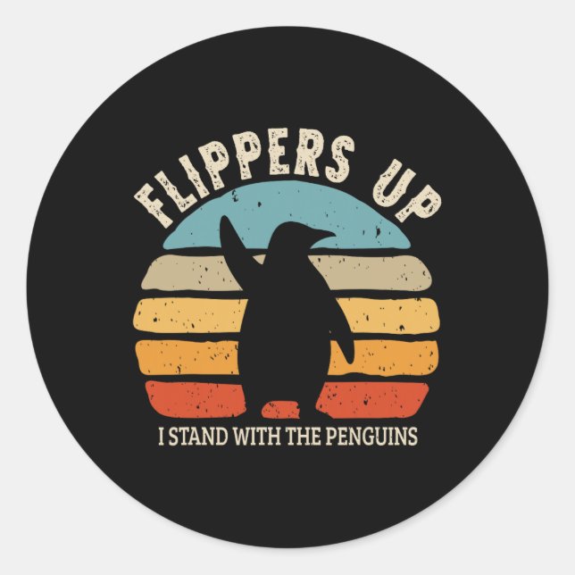 Adesivo Pás Para Cima, Eu Pego Pinguins Retro Sunset (Frente)
