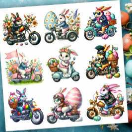 Adesivo Páscoa Biker Bunnies 1