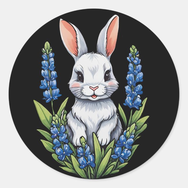 Adesivo Páscoa Bunny Rabbit Texas Bluebonnet (Frente)