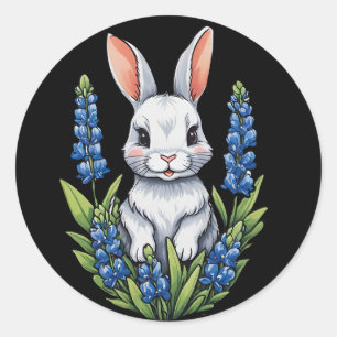 Adesivo Páscoa Bunny Rabbit Texas Bluebonnet