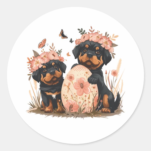 Adesivo Páscoa Cães Rottweiler (Frente)
