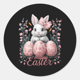 Adesivo Páscoa Chinoiserie Floral Bunny Com Coquete Bonito