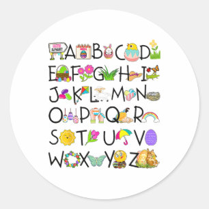 Adesivo Páscoa Cute Alphabet Funny Day Abc Alphabet Egr Ra