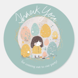 Adesivo Páscoa De Aquarela Obrigado Garota De Aniversário