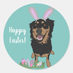 Adesivo Páscoa de Combinação de Rottweiler Personalizá