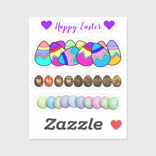 Adesivo Páscoa de Ovos Coloridos de Reserva de Sucata (Folha)