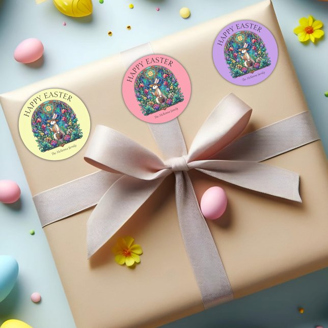 Adesivo Páscoa de Vidro Arrefecida de Coelho Amarelo (Criador carregado)