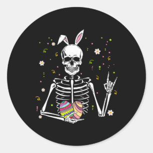 Adesivo Páscoa Dia Skull Skeleton Bunny Rock Hand Rocker B