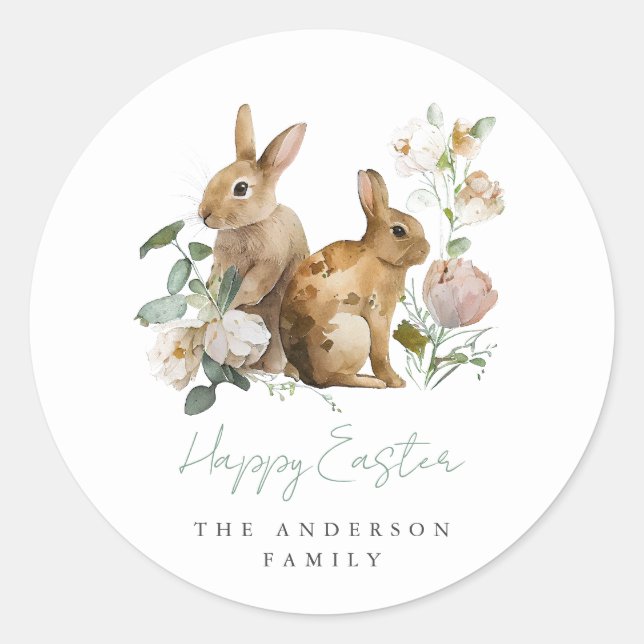 Adesivo Páscoa Floral Elegante Watercolor (Frente)