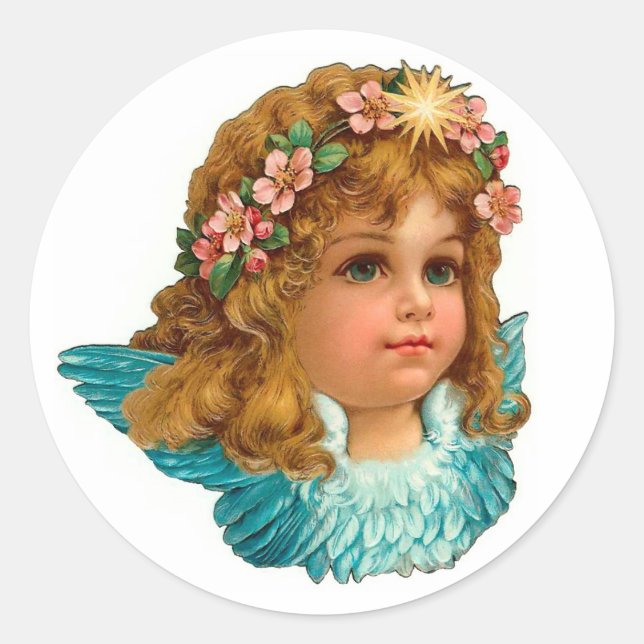 Adesivo Páscoa Floral Vitoriana Angel Vintage (Frente)