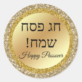 Adesivo Páscoa judaica feliz , brilhos metálicos dourados