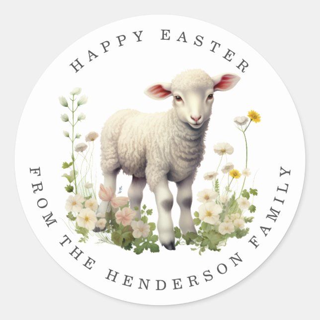Adesivo Páscoa Lamb Personalizado Palhetas Redondas (Frente)