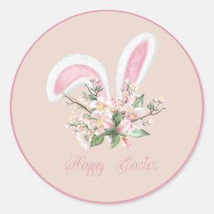 Adesivo Páscoa - Ouvidos de coelho e flores de cor-de-ág