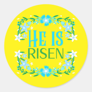 Adesivo Páscoa Religiosa Ele É Azul Risen E Amarelo Flor
