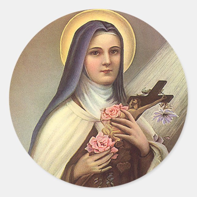 Adesivo Páscoa Religiosa Vintage, freira com cruz (Frente)