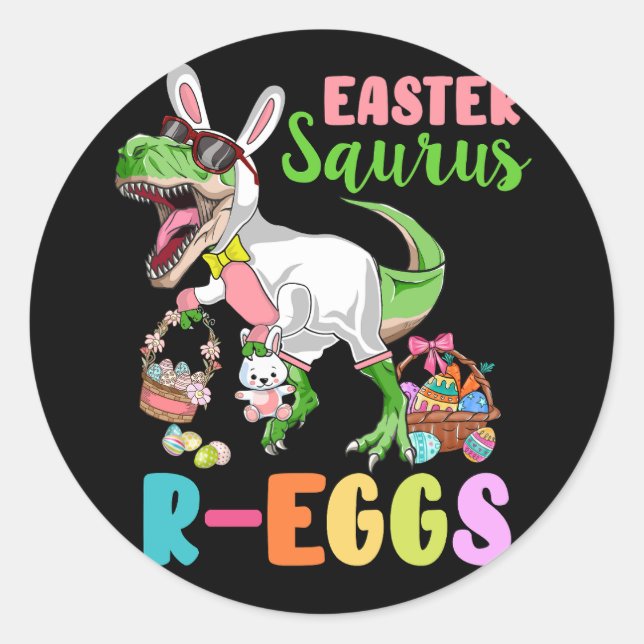 Adesivo Páscoa Saurus R-ovos Dinossauros Rex Bunny Christi (Frente)