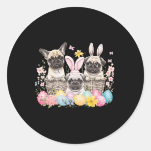 Adesivo Páscoa Três Pug Fofa Orelhas de Coelho da Páscoa A