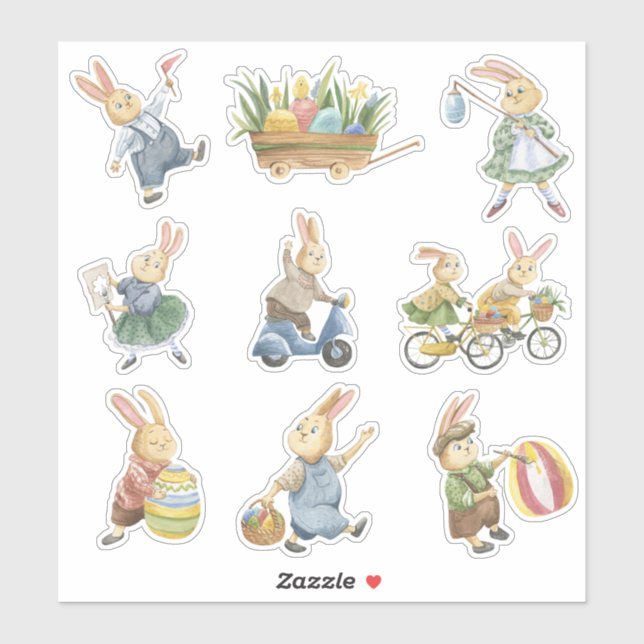 Adesivo Páscoa VinilStickers Bunnies e Ovos (Folha)