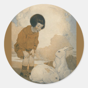 Adesivo Páscoa Vintage, Criança Branca Brancos