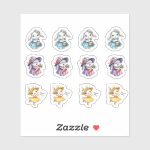 Adesivo Páscoas De Bonecas Em Vestidos Bonito