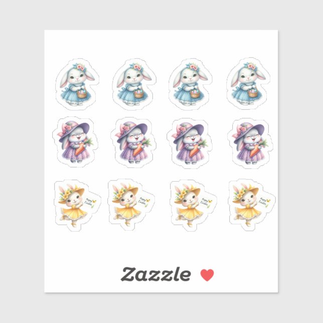 Adesivo Páscoas De Bonecas Em Vestidos Bonito (Folha)