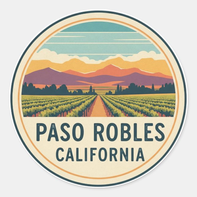 Adesivo Paso Robles Costa Central da Califórnia (Frente)