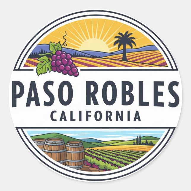 Adesivo Paso Robles Costa Central da Califórnia (Frente)