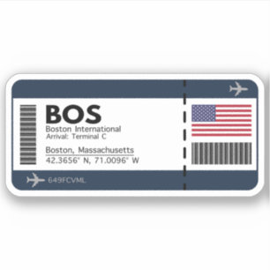 Adesivo Pass Sticker - Aeroporto BOS Boston