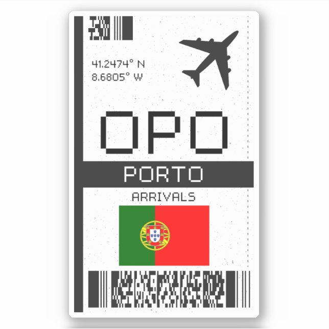 Adesivo Passagem a Bordo OPO Porto - Viagem Portugal (Frente)