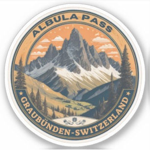 Adesivo passagem de Albula nos Alpes suíços montanhas