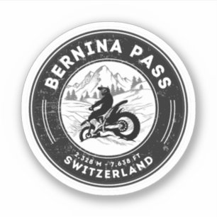 Adesivo passagem de Bernina pelas alpes suíças de moto