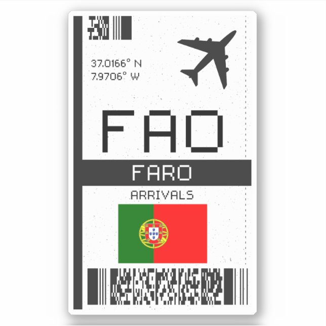 Adesivo Passagem de Embarque de Faro da FAO - Viagem de Po (Frente)