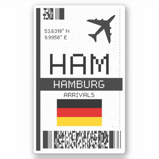 Adesivo Passagem de embarque de HAM Hamburg - Alemanha - V (Frente)