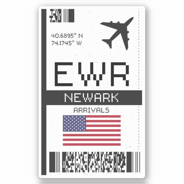Adesivo Passagem de Embarque de Newark EWR - Viagem de Nov (Frente)