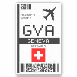 Adesivo Passagem de embarque GVA Genebra - Viagem de Suiça