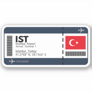 Adesivo Passagem de embarque IST em Istambul - Bilhete de