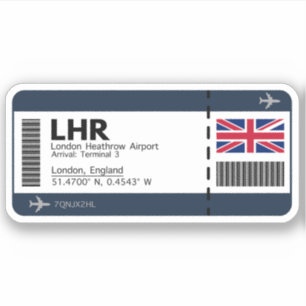 Adesivo Passagem de embarque LHR Londres - Bilhete de Lond