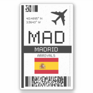 Adesivo Passagem de embarque MAD Madrid - Viagem de Espanh