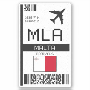 Adesivo Passagem de embarque MLA Malta - Viagem do aeropor