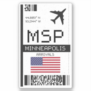 Adesivo Passagem de Embarque MSP Minneapolis - Viagem de M