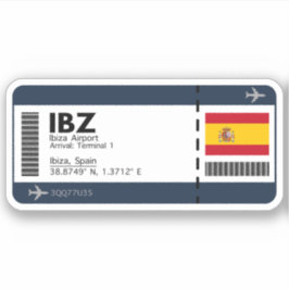 Adesivo Passagem de embarque no aeroporto IBZ Ibiza - Viag