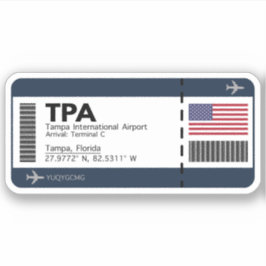 Adesivo Passagem de embarque TPA Tampa - Flórida