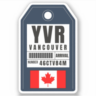 Adesivo Passagem de Embarque Vancouver - Canadá YVR