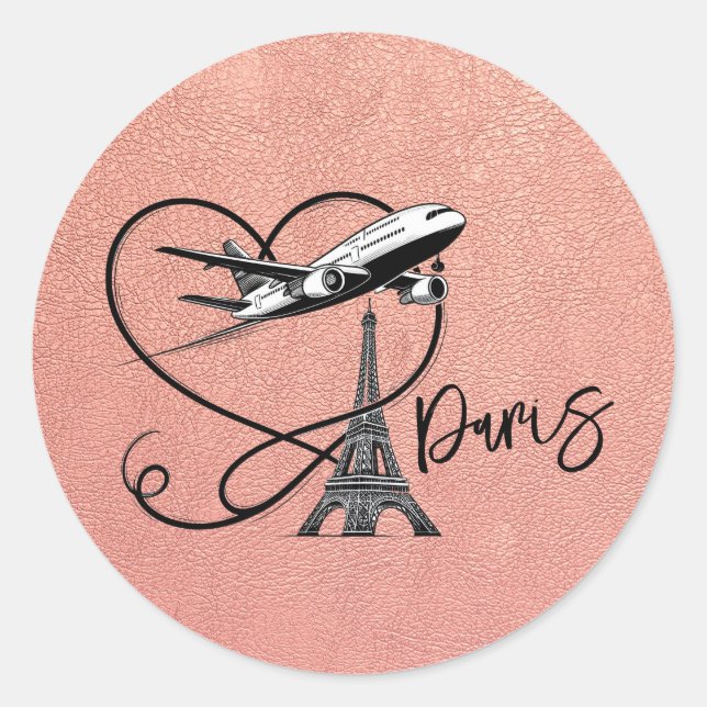 Adesivo Passaporte de Paris rosa Dourado (Frente)