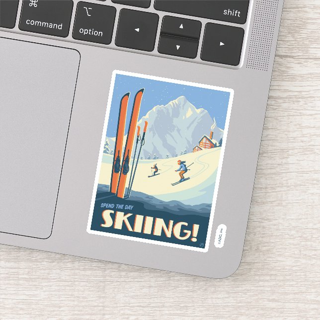 Adesivo Passar a Vintagem de Esqui do Dia (Detalhe)