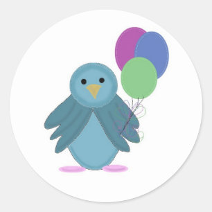 Adesivo Passarinho com Balões de Aniversário