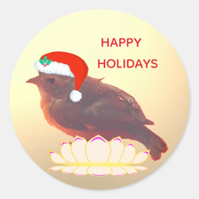 Adesivo passarinho de Natal fofo (Frente)